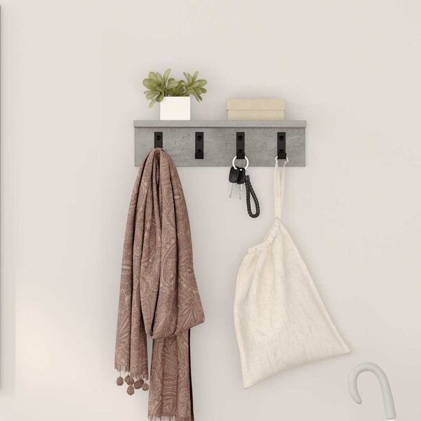vidaXL Wall-Mounted Coat Rack Concrete Grey 40 x 10.5 x 10.5 cm
