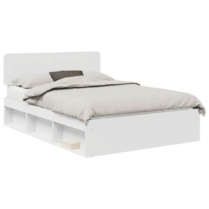 vidaXL Bed Frame with Headboard White 160 x 200 cm Solid Pine Wood
