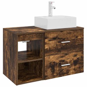 vidaXL Bathroom Furniture Set 2 pcs Smoked Oak Engineered Wood