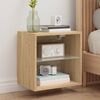 vidaXL Bedside Cabinet with LED Lights Wall-mounted Sonoma Oak
