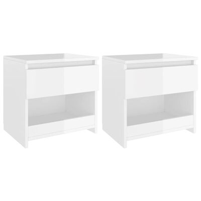 vidaXL Bedside Cabinets 2 pcs High Gloss White 40x30x39 cm Engineered Wood