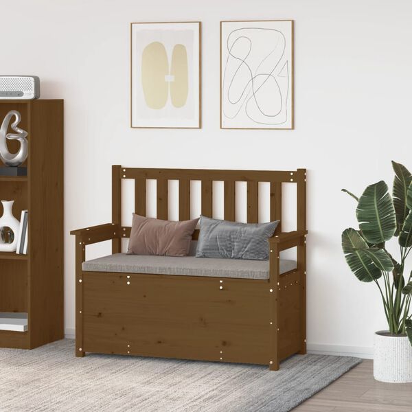 vidaXL Bench Honey Brown 112.5x51.5x96.5 cm Solid Wood Pine