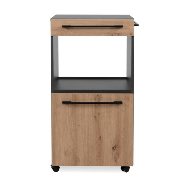 Finori Rolling Storage Cabinet Palma 35A Anthracite Grey and Artisan Oak