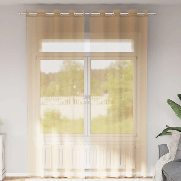 vidaXL Voile Curtains with Grommets 2 pcs Sand