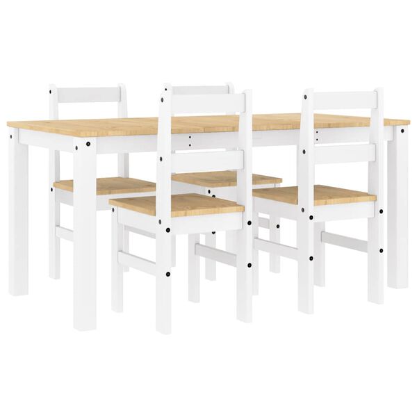 vidaXL 5 Piece Dining Set Panama White Solid Wood Pine