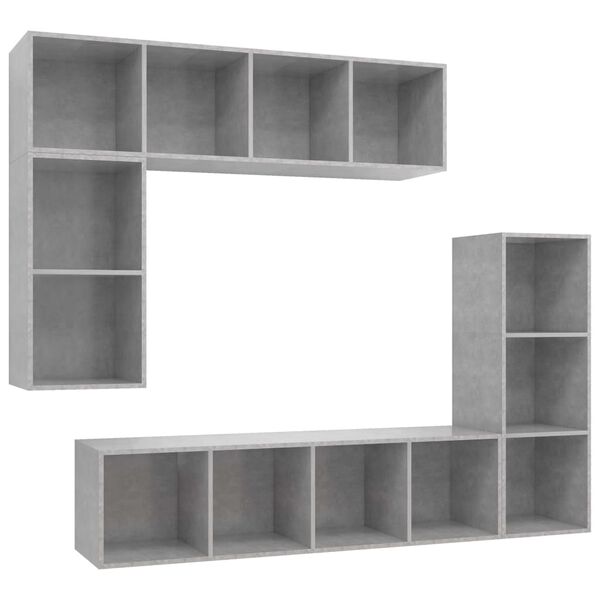 vidaXL 4 Piece TV Cabinet Set Concrete Grey Engineered Wood