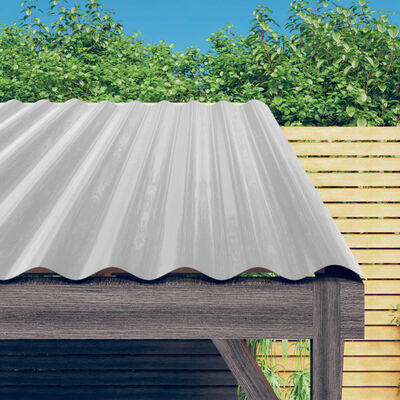 vidaXL Roof Panels 12 pcs Powder-coated Steel Silver 100x36 cm