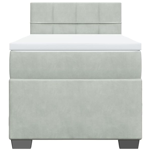 vidaXL Box Spring Bed with Mattress Light Grey 100x200 cm Velvet