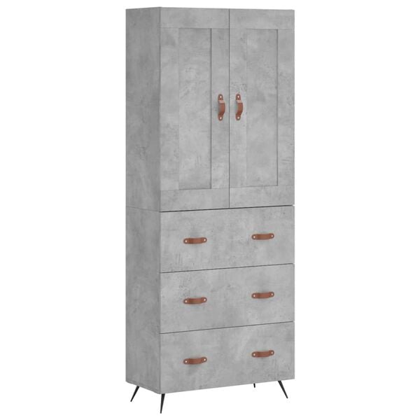 vidaXL Highboard Concrete Grey 69.5x34x180 cm Engineered Wood