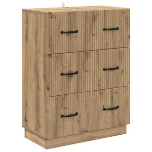 vidaXL Drawer Cabinet Artisan Oak 66 x 34.5 x 87 cm Engineered Wood