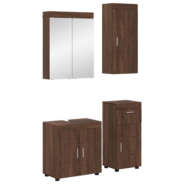 vidaXL Bathroom Furniture Set TULUM Brown Oak Engineered Wood