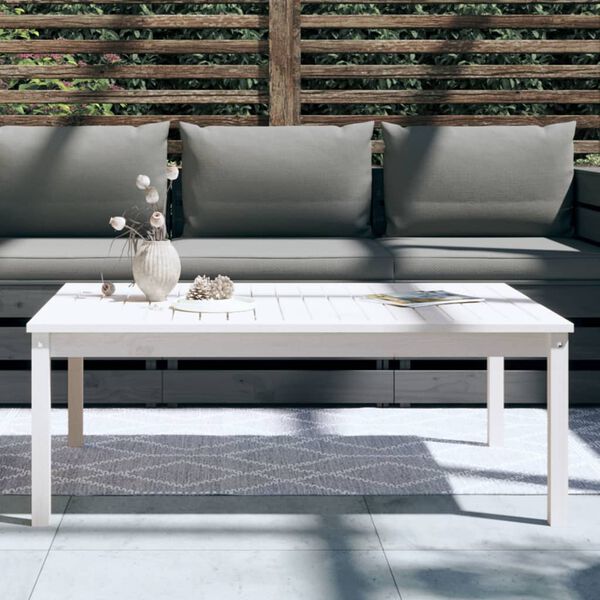 vidaXL Garden Table White 121x82.5x45 cm Solid Wood Pine