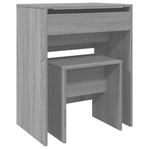 vidaXL Dressing Table and Stool Grey Sonoma 60x40x113.5 cm
