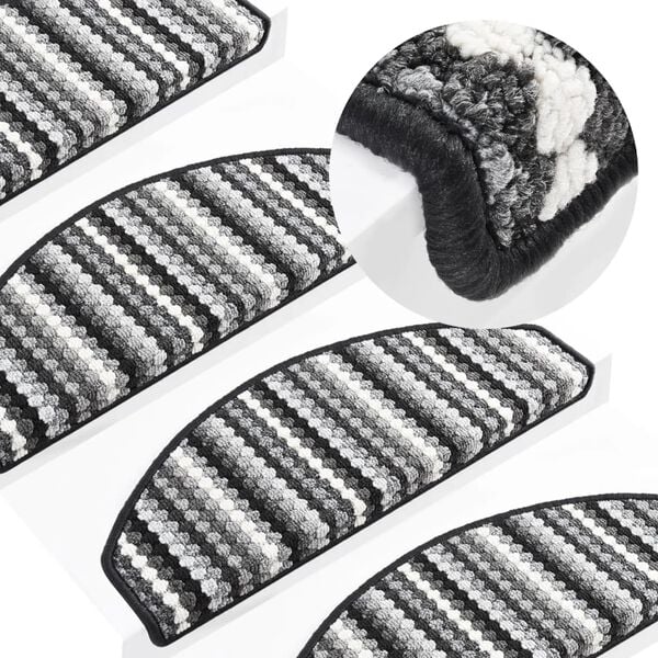 vidaXL Stair Mats Self-adhesive 15 pcs 65x24x4 cm Multicolour Anthracite