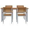 vidaXL Garden Dining Set 5 pcs Grey Solid Acacia Wood