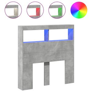 vidaXL Headboard Cabinet with LED Concrete Grey 100x17x102 cm