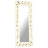vidaXL Hand Carved Mirror White 110x50 cm Solid Mango Wood