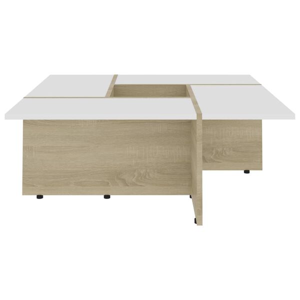 vidaXL Coffee Table White and Sonoma Oak 79.5x79.5x30 cm Engineered Wood