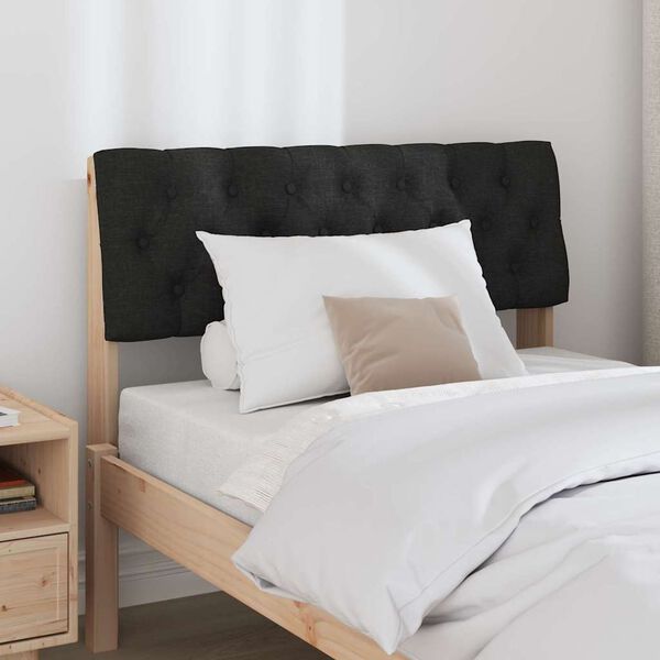 vidaXL Upholstered Headboard Black 90 cm Solid Pine Wood