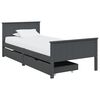 vidaXL Bed Frame without Mattress Dark Grey Solid Wood Pine 90x200 cm (322202+321990)