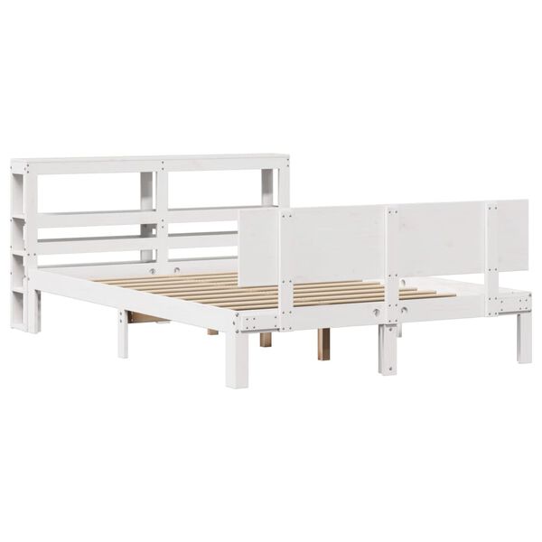 vidaXL Bed Frame with Headboard without Mattress White 140x200 cm