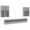 vidaXL 7 Piece TV Wall Cabinet Set with LED Lights Grey Sonoma