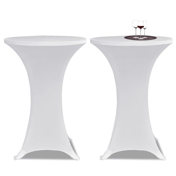 Standing Table Cover &Oslash;70cm White Stretch 2 pcs
