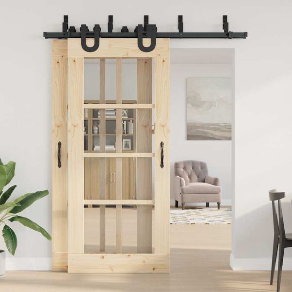 vidaXL Sliding Door Hardware Kit 183 cm Steel Black