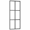 vidaXL Sliding Door with Hardware Set Black 76x205 cm ESG Glass