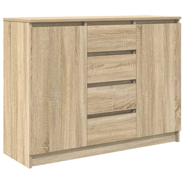 vidaXL Sideboard with Drawers Sonoma Oak 100.5x35x76 cm Engineered Wood