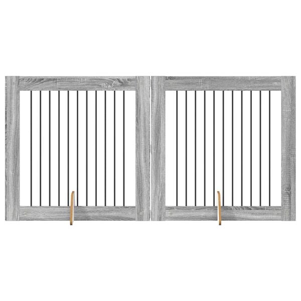 vidaXL Dog Playpen 2 pcs Grey Sonoma 100 x 100 cm Galvanised Steel