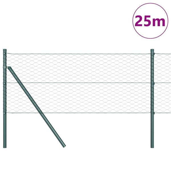 vidaXL Fence Post Green 25 x 0.6 m (36 mm mesh) Steel and PVC