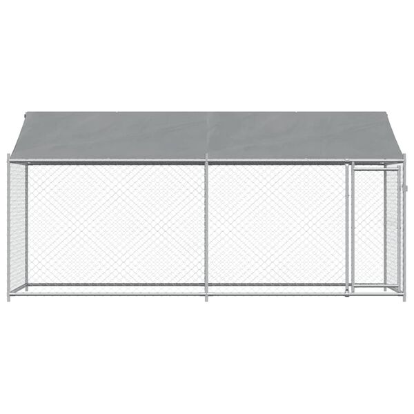 vidaXL Dog Cage with Roof and Door Grey 4x2x2 m Galvanised Steel