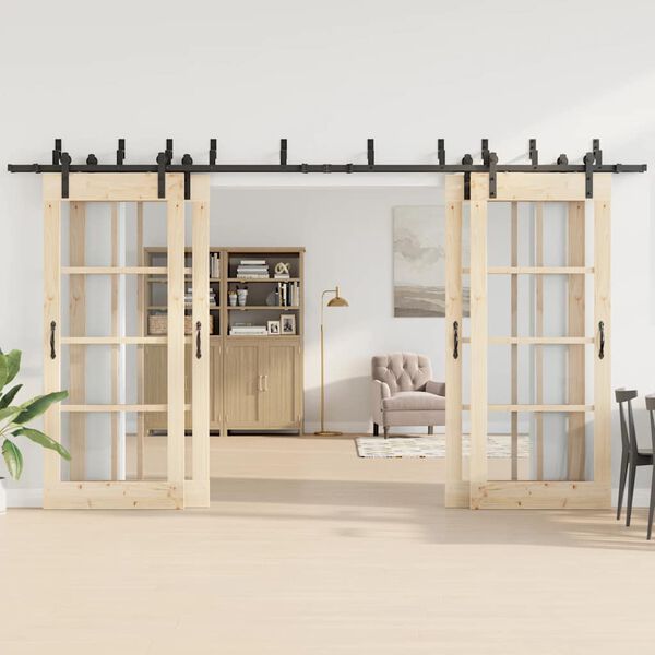 vidaXL Sliding Door Hardware Kit 400 cm Steel Black