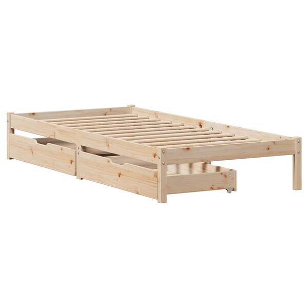 vidaXL Bed Frame without Mattress 75x190 cm Small Single Solid Wood Pine