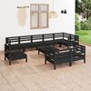 vidaXL 10 Piece Garden Lounge Set Solid Wood Pine Black