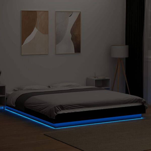 vidaXL Bed Frame with LED Lights without Mattress Black 150x200cm