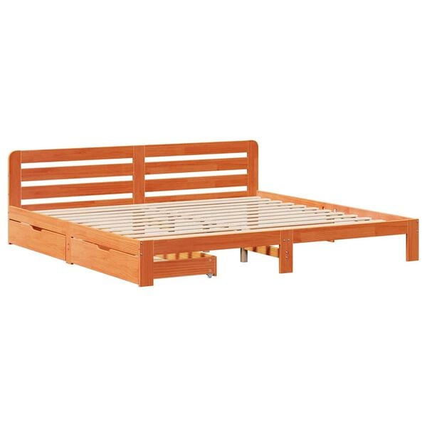 vidaXL Bed Frame without Mattress Wax Brown 200x200 cm Solid Wood Pine