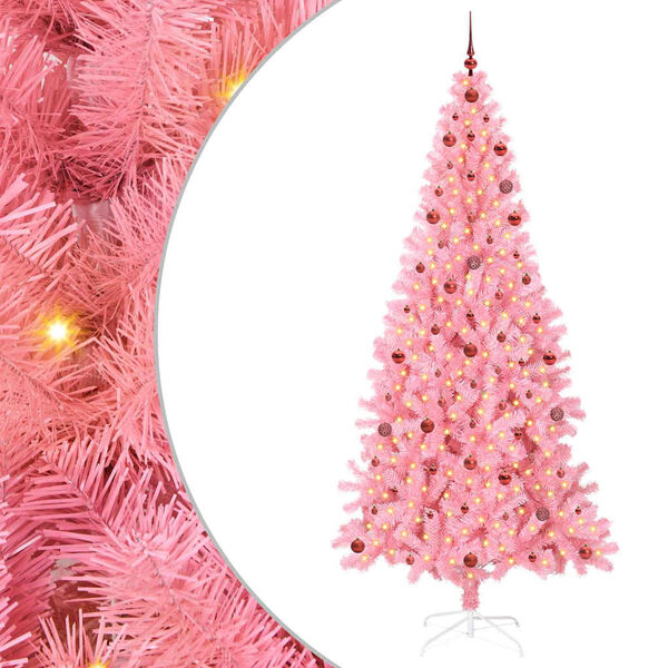 vidaXL Christmas Tree with 300 LEDs with Stand Pink 240 cm PVC