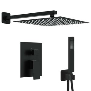 vidaXL Concealed Shower System (Square) Black Stainless Steel 201