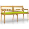 vidaXL Batavia Bench with Bright Green Cushion 150 cm Solid Wood Teak