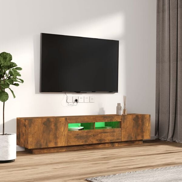 vidaXL 2 Piece TV Cabinet Set with LED Lights Smoked Oak Engineered Wood