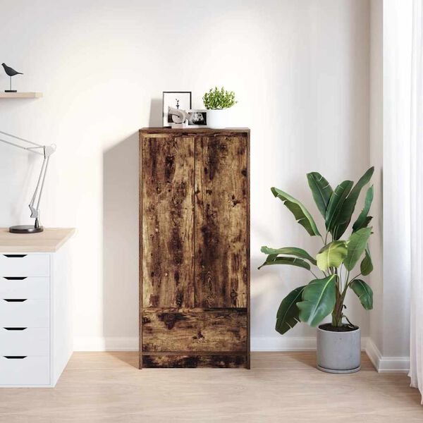 vidaXL Cabinet with Drawer Smoked Oak 55.5x34x119.5 cm Engineered Wood