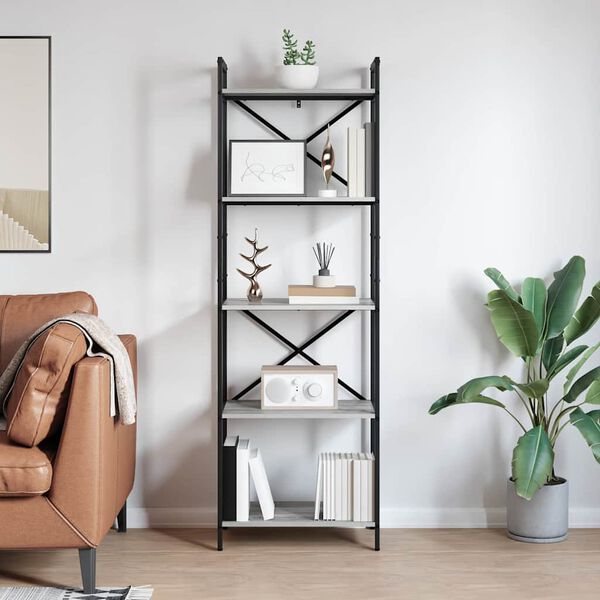 vidaXL Bookshelf Grey Sonoma 56 x 34 x 171 cm Engineered Wood