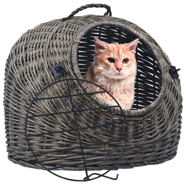 vidaXL Cat Transporter Grey 60x45x45 cm Natural Willow