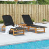 vidaXL Sun Loungers 2 pcs Black Solid Wood Acacia and Fabric