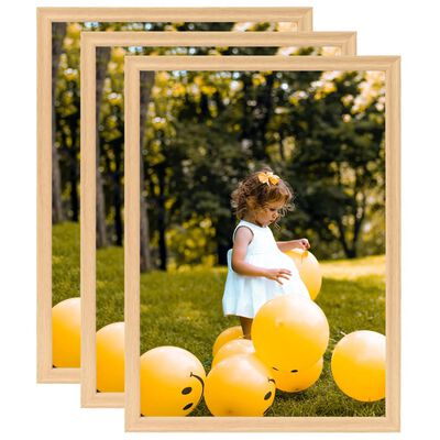 vidaXL Photo Frames Collage 3pcs for Wall or Table Light Oak 59.4x84cm