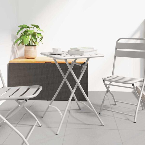 vidaXL Garden Table Folding Beige 55 x 55 x 73 cm Powder-coated Steel