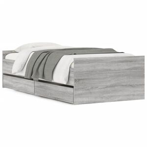vidaXL Bed Frame with Drawers without Mattress Grey Sonoma 100x200 cm