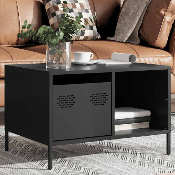 vidaXL Coffee Table Black 68.5x50x43.5 cm Cold-rolled Steel